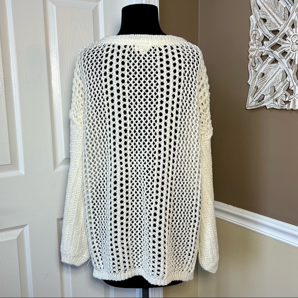 ⭐️ POL JSST84 Hooded Cream Crotched Pullover Sweater Womens Small S  Bohemian - Picture 8 of 15